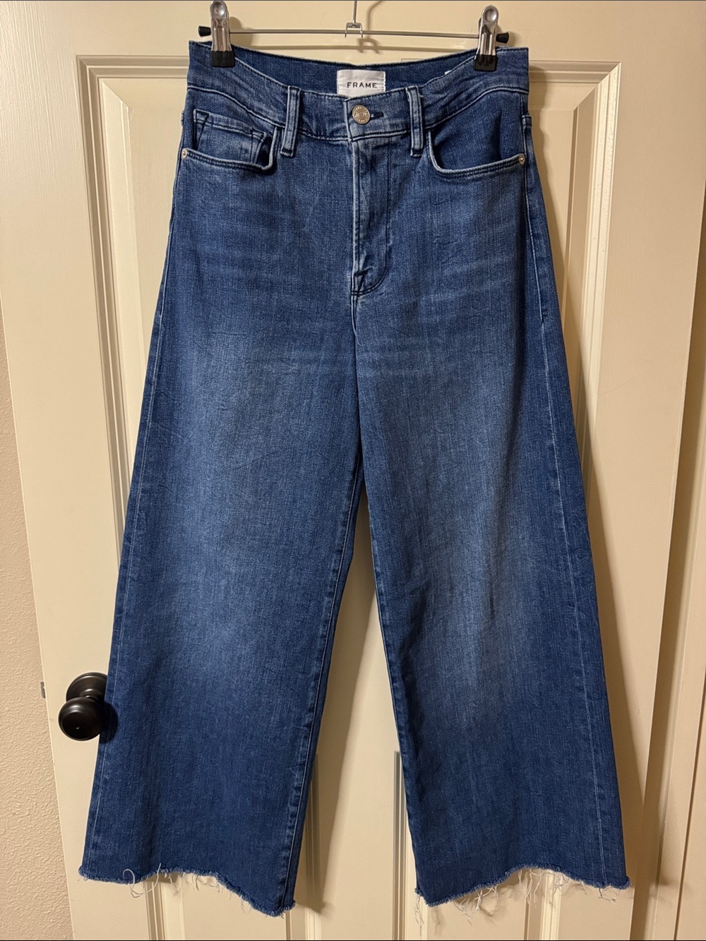 Frame Denim Le Slim Palazzo Raw Hem in Crossings Wash